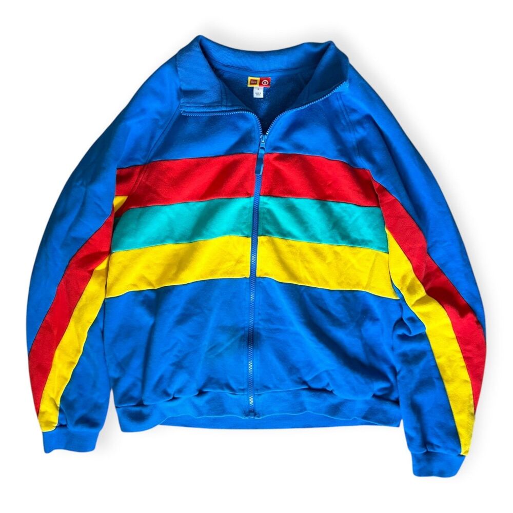 LEGO x Target Color Block Rainbow Stripe Zip Up Track Jacket Sweatshirt Adult L